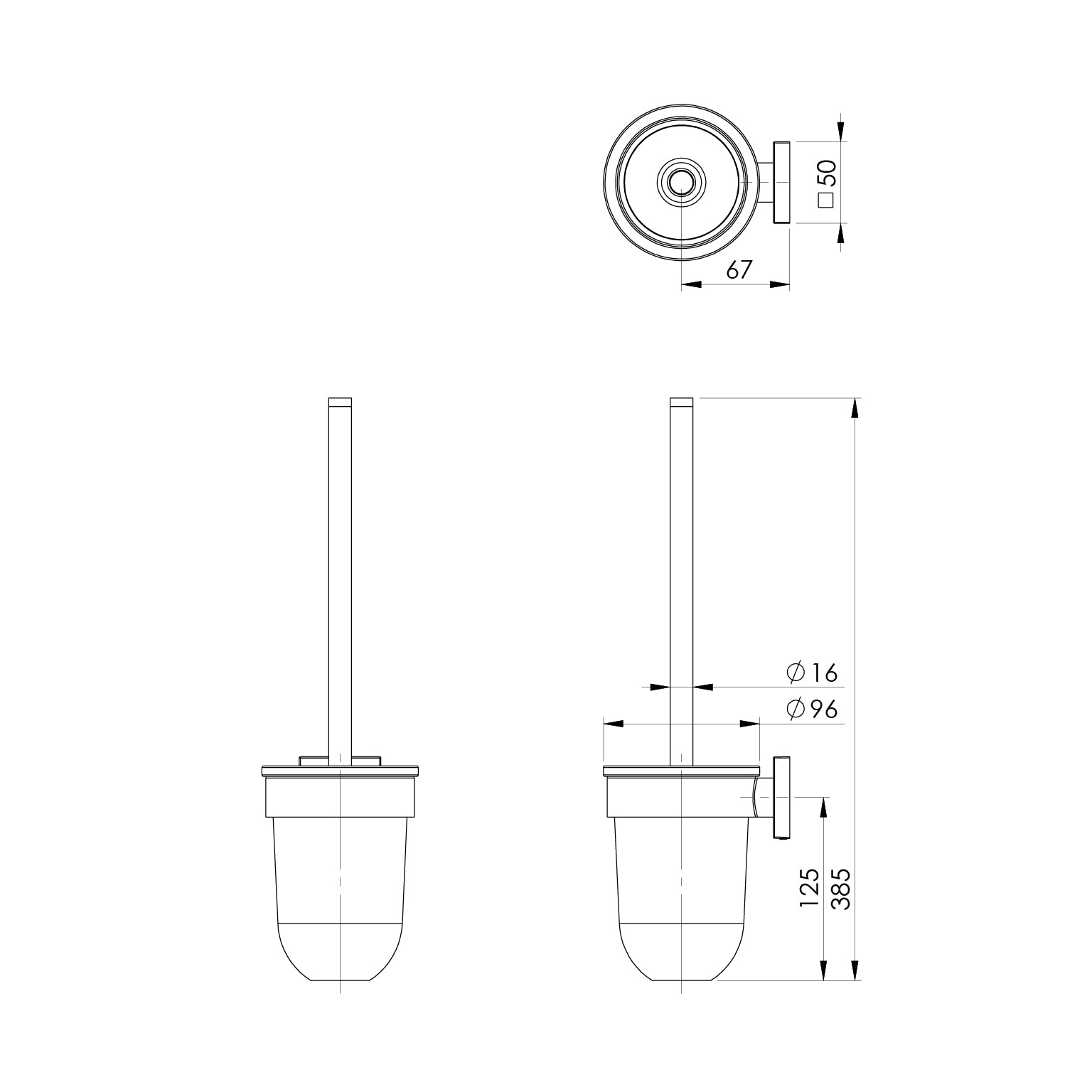 Phoenix Radii Toilet Brush & Holder Square
