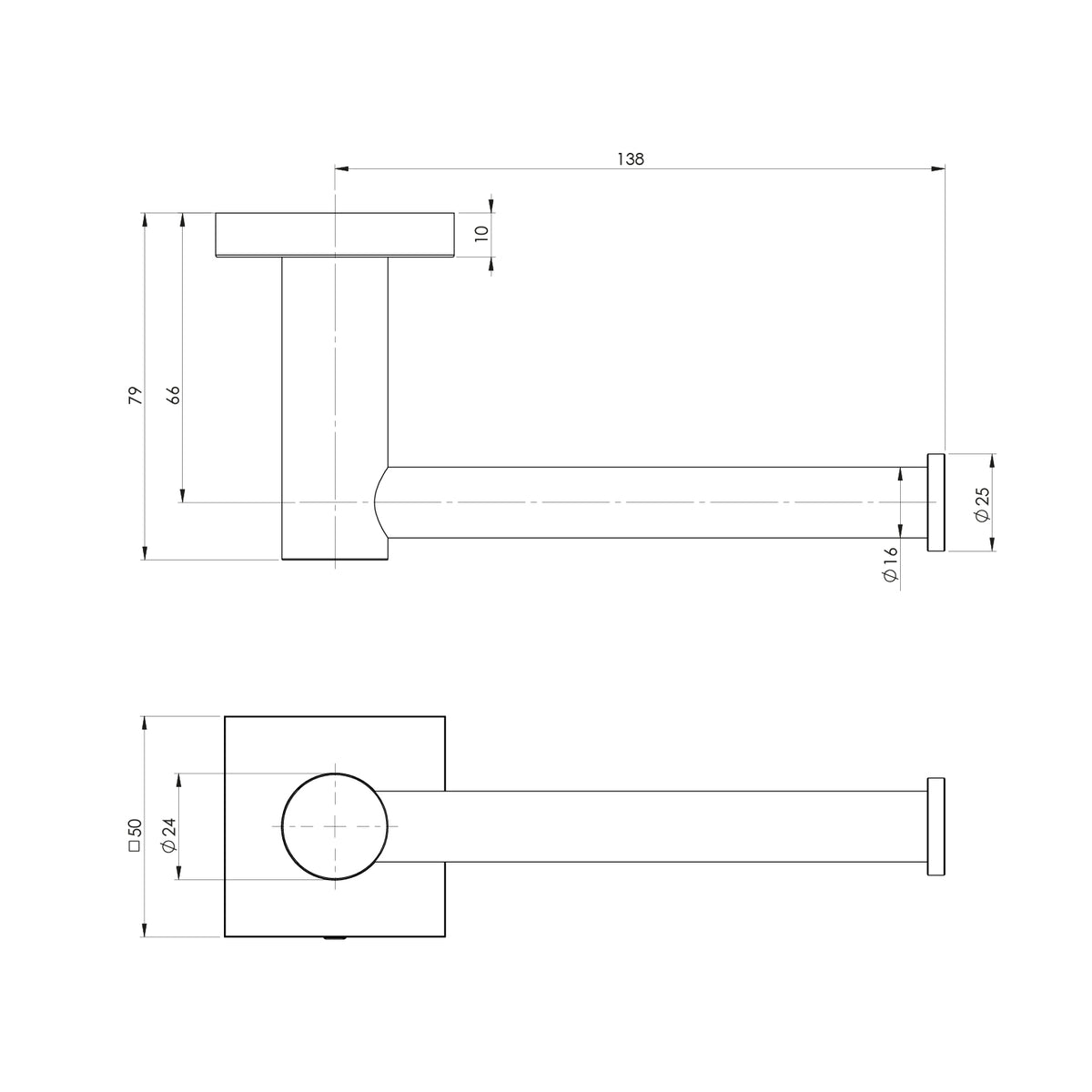 Phoenix Radii Toilet Roll Holder Square Plate