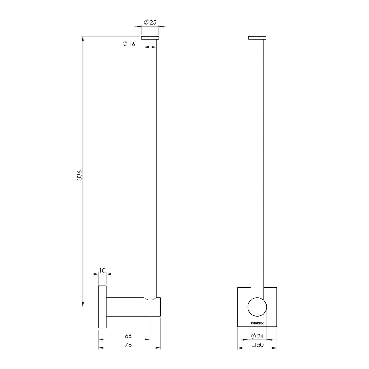 Phoenix Radii Spare Toilet Roll Holder Square Plate