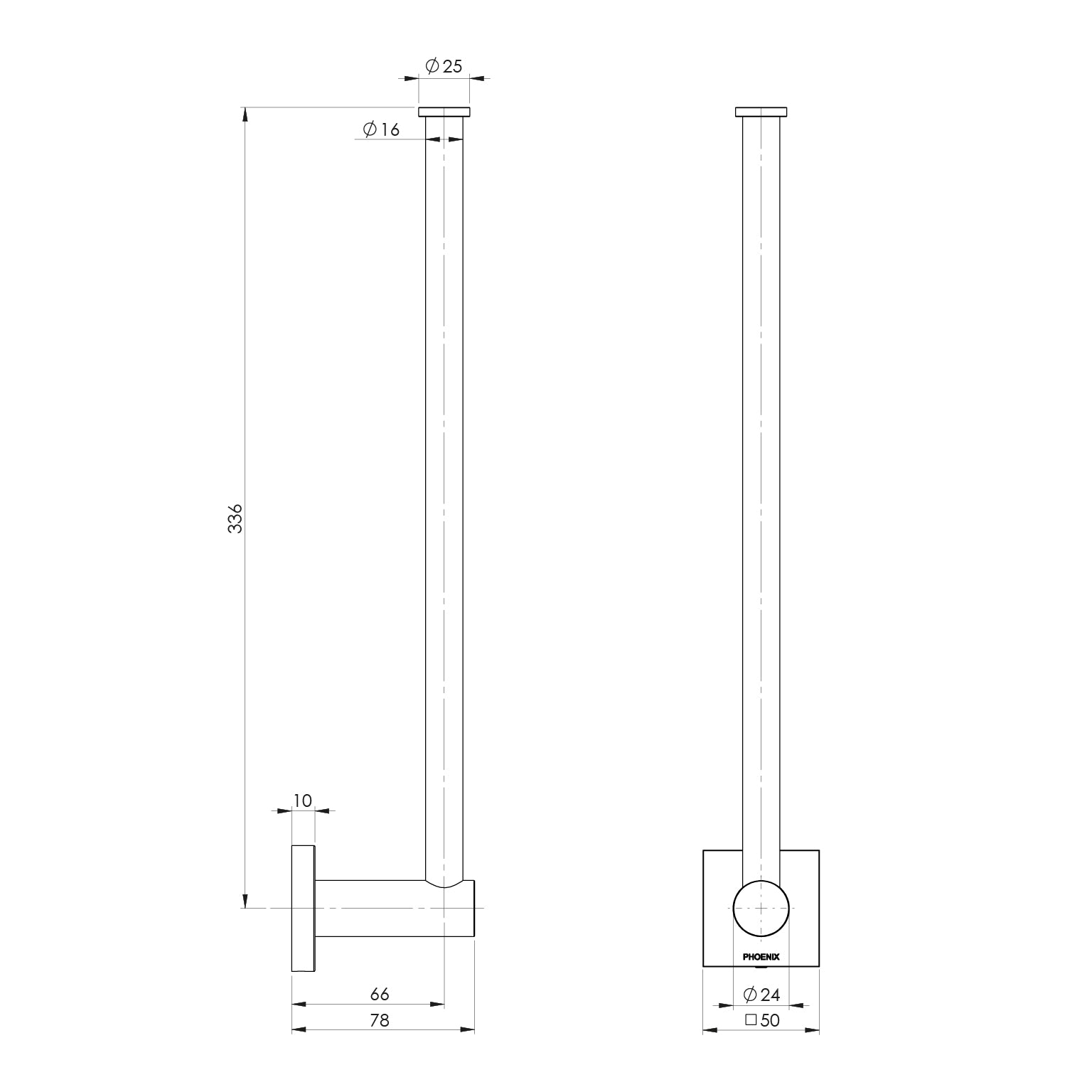 Phoenix Radii Spare Toilet Roll Holder Square Plate