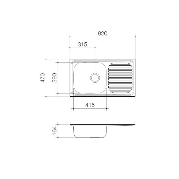 Caroma Radiant R110 Single End Bowl NTH REV