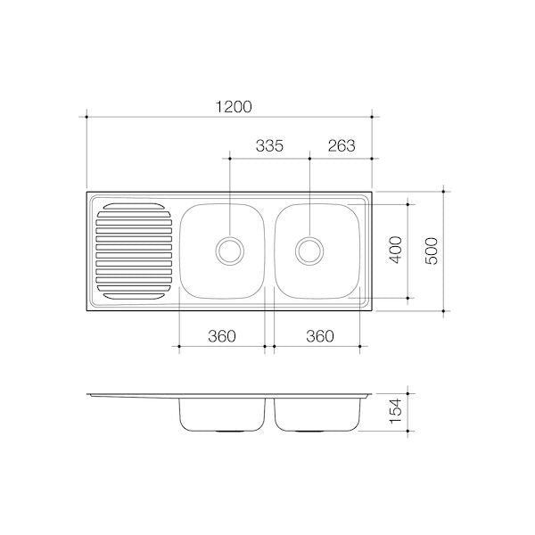 Caroma Radiant R200 Double End Bowl 1TH LHB