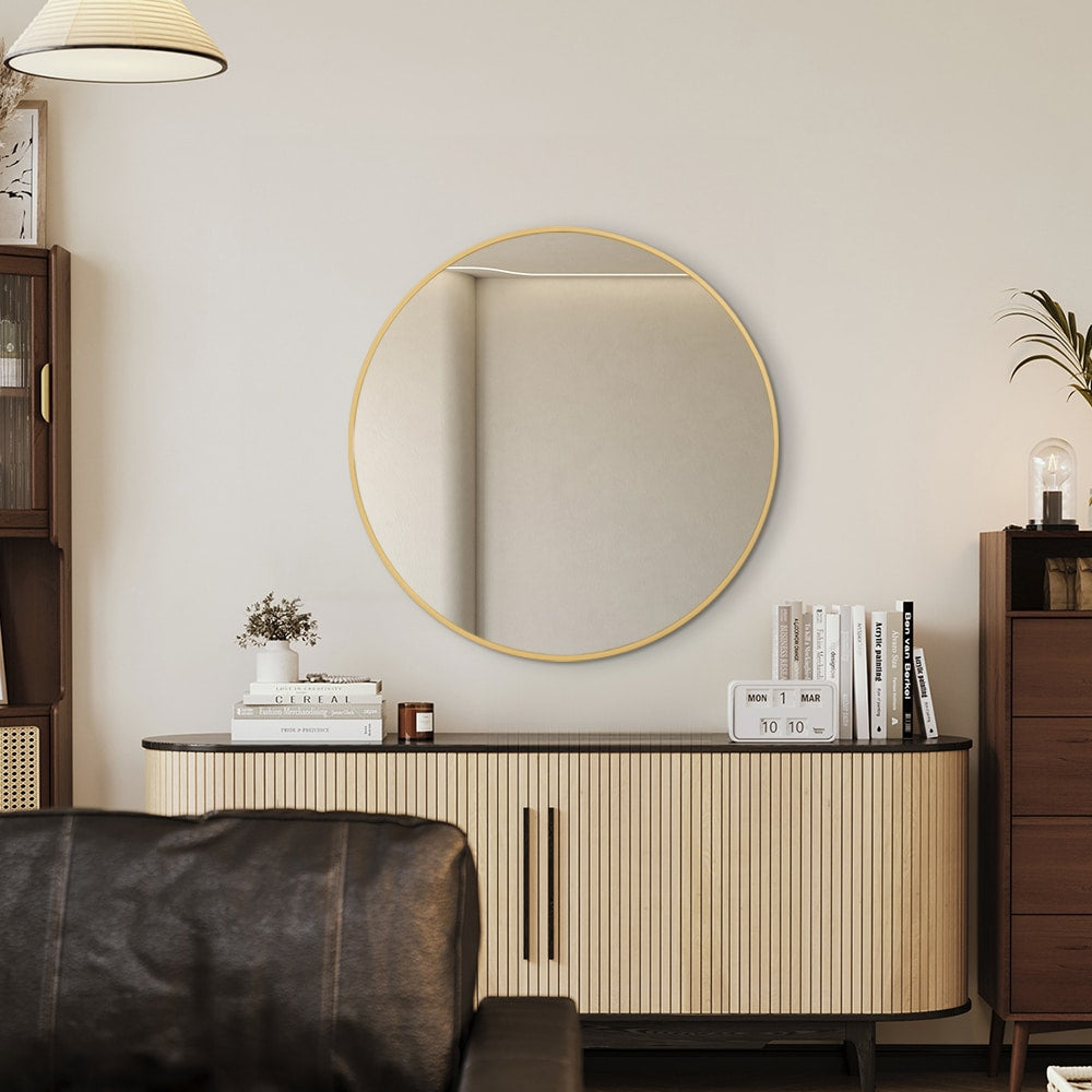 Rose Gold Framed Round Wall Mirror Classic Decorative Design