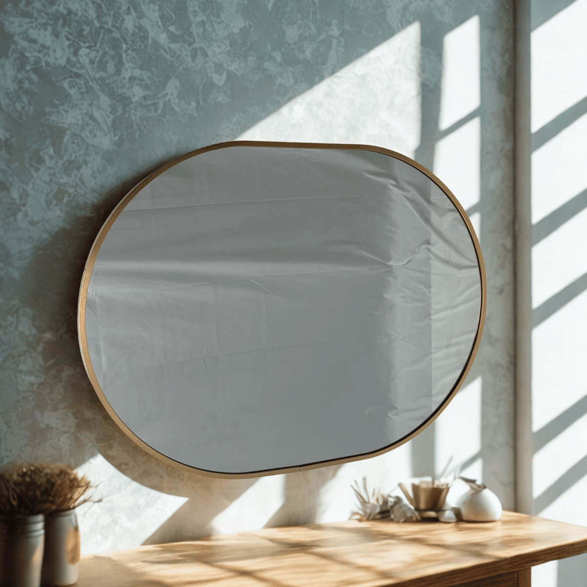 Rose Gold Oval Wall Mirror – 60 x 80cm Classic Decorative Frame