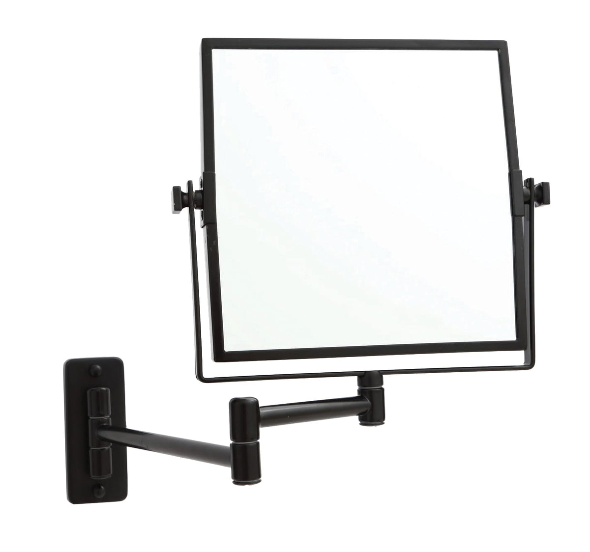 1 &amp; 5x Magnification Matt Black Wall Mounted Shaving Mirror, 200 x 200 mm