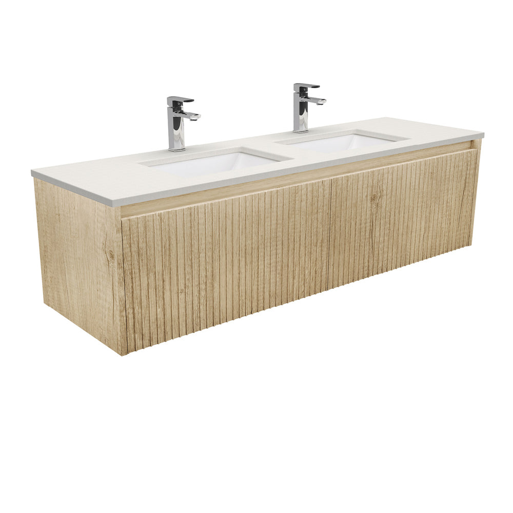 Sarah Roman Sand Undermount Double Bowl 1500 Alina Scandi Oak Wall-Hung Vanity