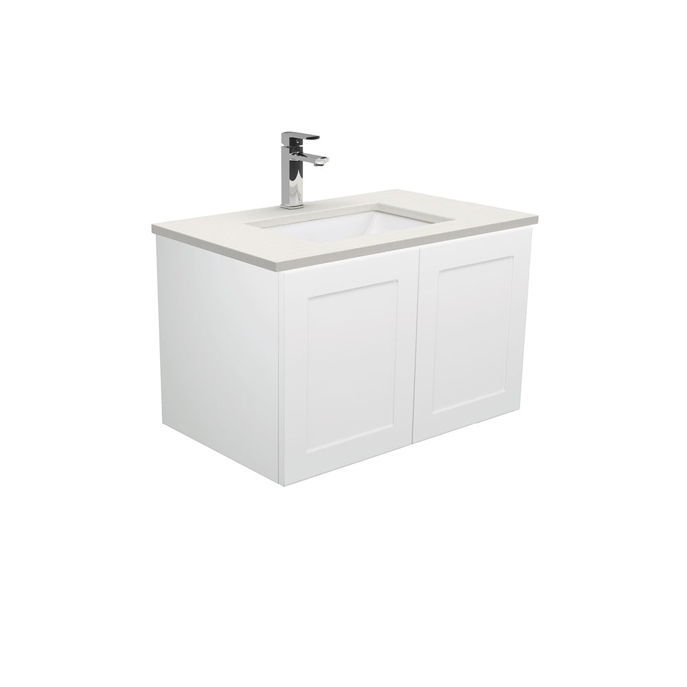 Sarah Roman Sand Undermount 750 Mila Wall-Hung Vanity, Left Drawers