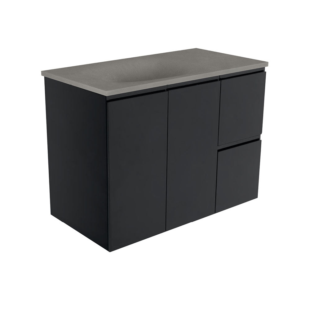 Satori Fingerpull 900 Satin Black Wall-Hung Vanity
