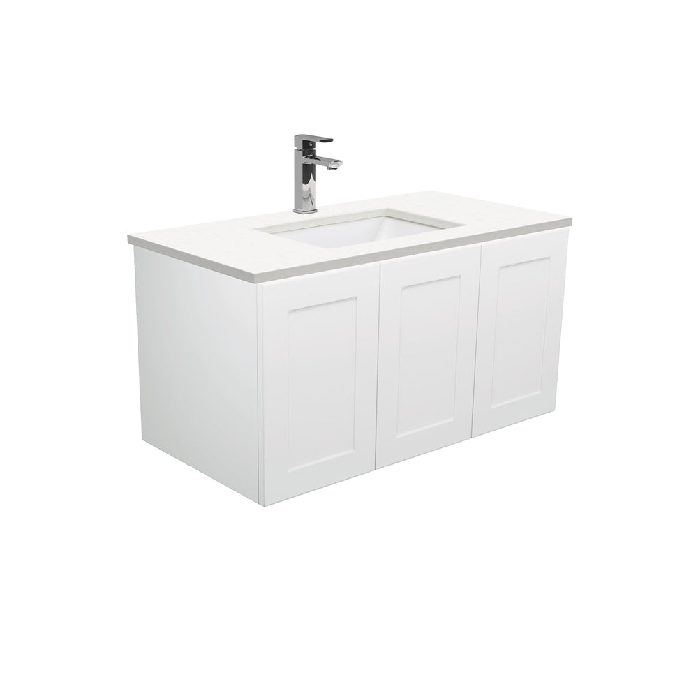 Sarah Crystal Pure Undermount 900 Mila Wall-Hung Vanity, Right Drawers
