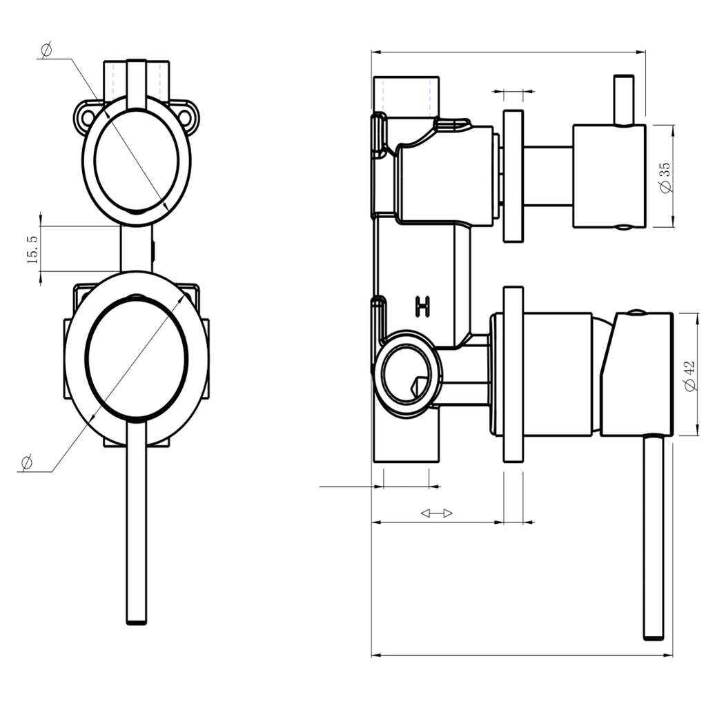 Bella Vista LVB Mica Shower Mixer Diverter - 2P