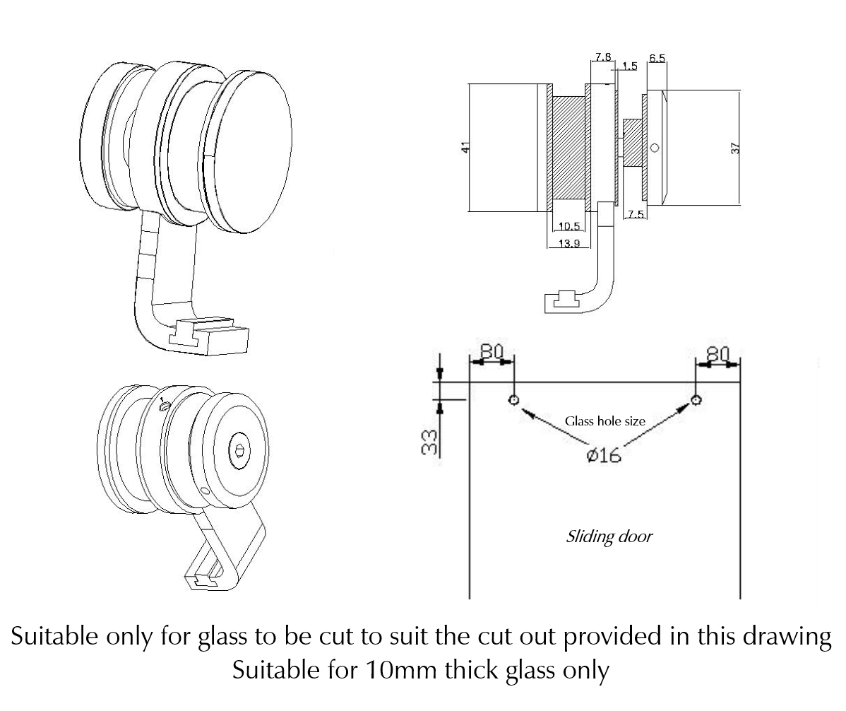 Bella Vista Shower Screen Sliding Roller Wheel - dimensions and specifications