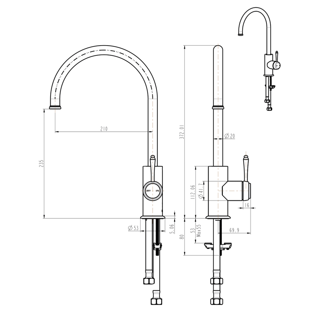 Bella Vista Mica Heritage Gooseneck Sink Mixer