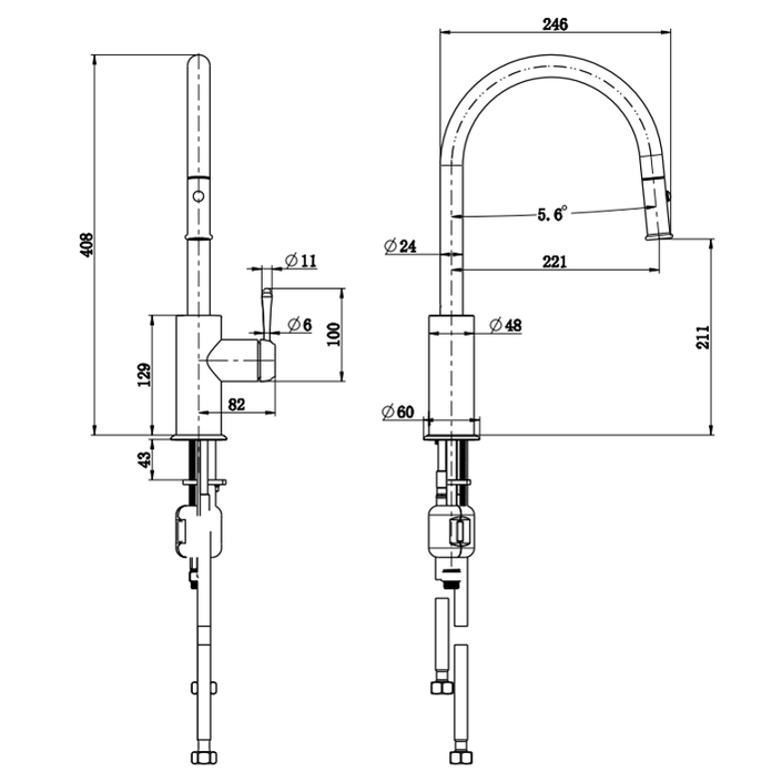 Bella Vista Mica Heritage Pull-Out Sink Mixer