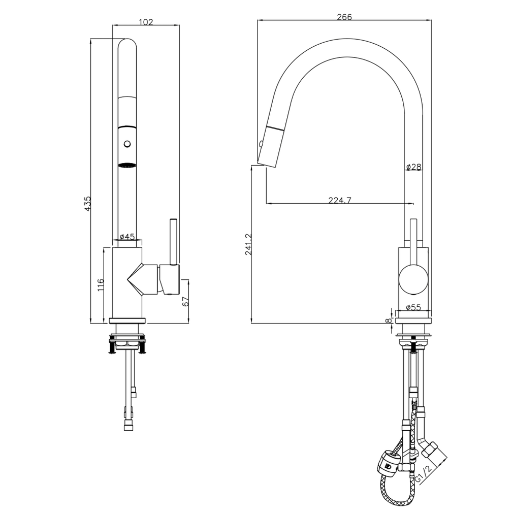 Bella Vista LVB Mica Pull-Out Sink Mixer