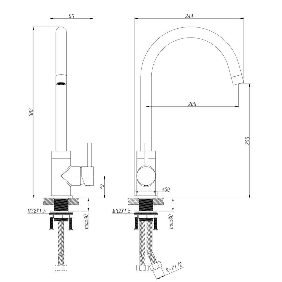Bella Vista LVB Mica Gooseneck Sink Mixer