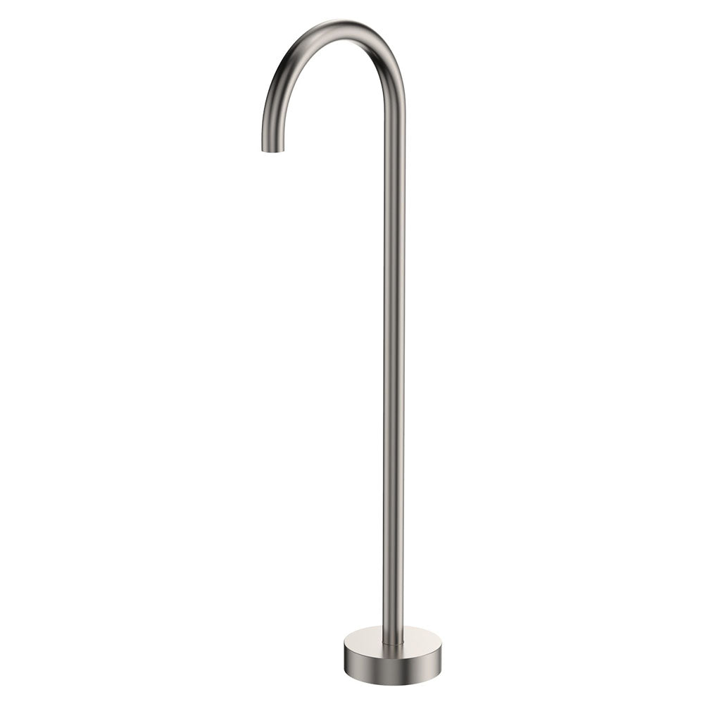 Fienza Kaya Gooseneck Floor Mounted Bath Outlet - Brushed Nickel