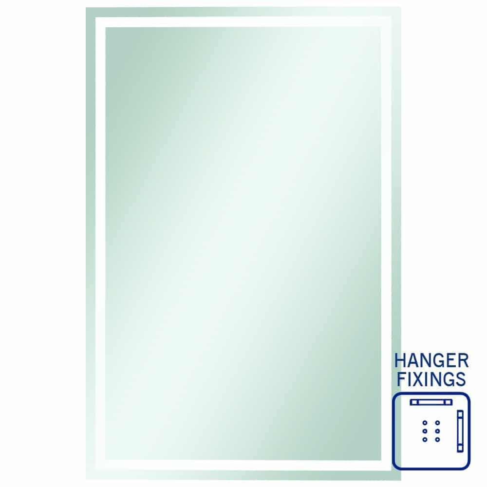 Sierra Rectangle Polished Edge Mirror with Sandblasted Border