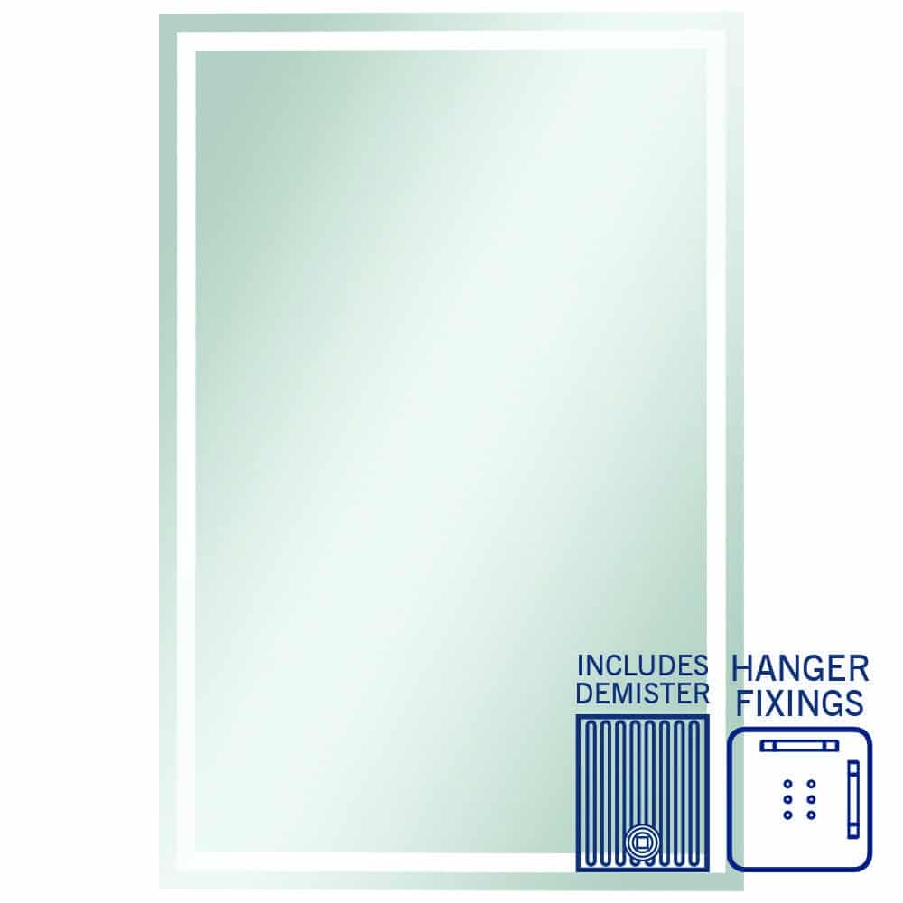 Sierra Rectangle Polished Edge Mirror with Sandblasted Border