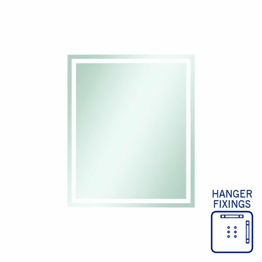 Sierra Rectangle Polished Edge Mirror with Sandblasted Border