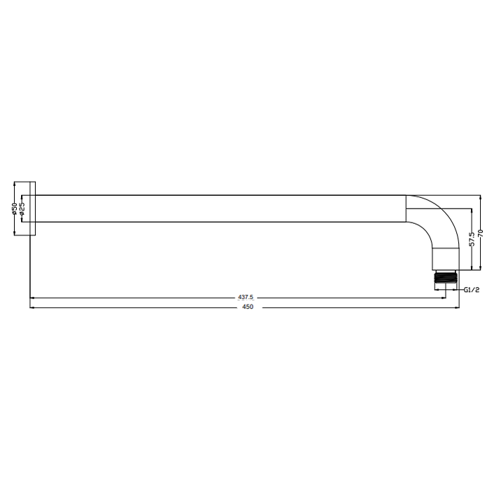 Bella Vista Mica Wall Shower Arm - 450mm - Curved