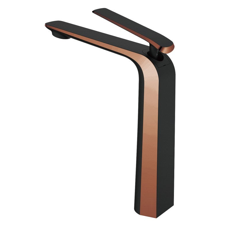 Esperia Matt Black &amp; Rose Gold Tall Basin Mixer Bench Top Solid Brass