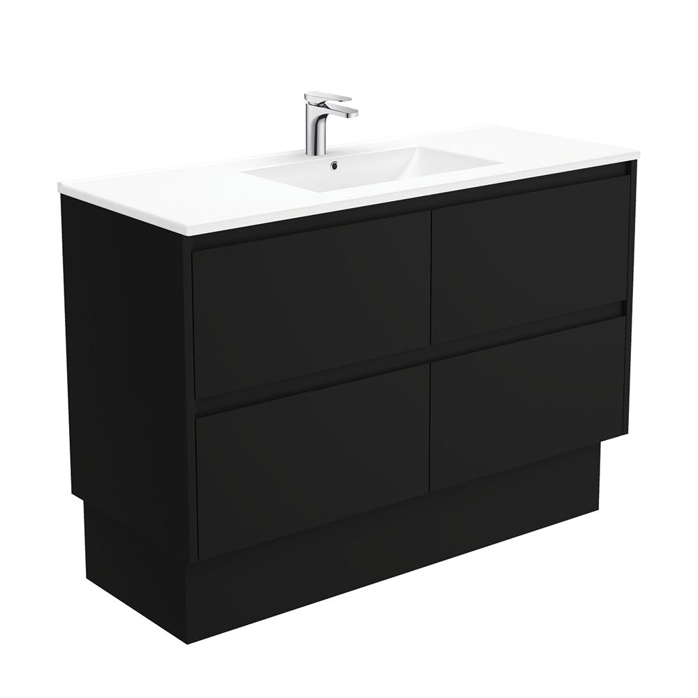 Fienza Dolce Amato 1200mm Satin White Basin - Satin Black Vanity