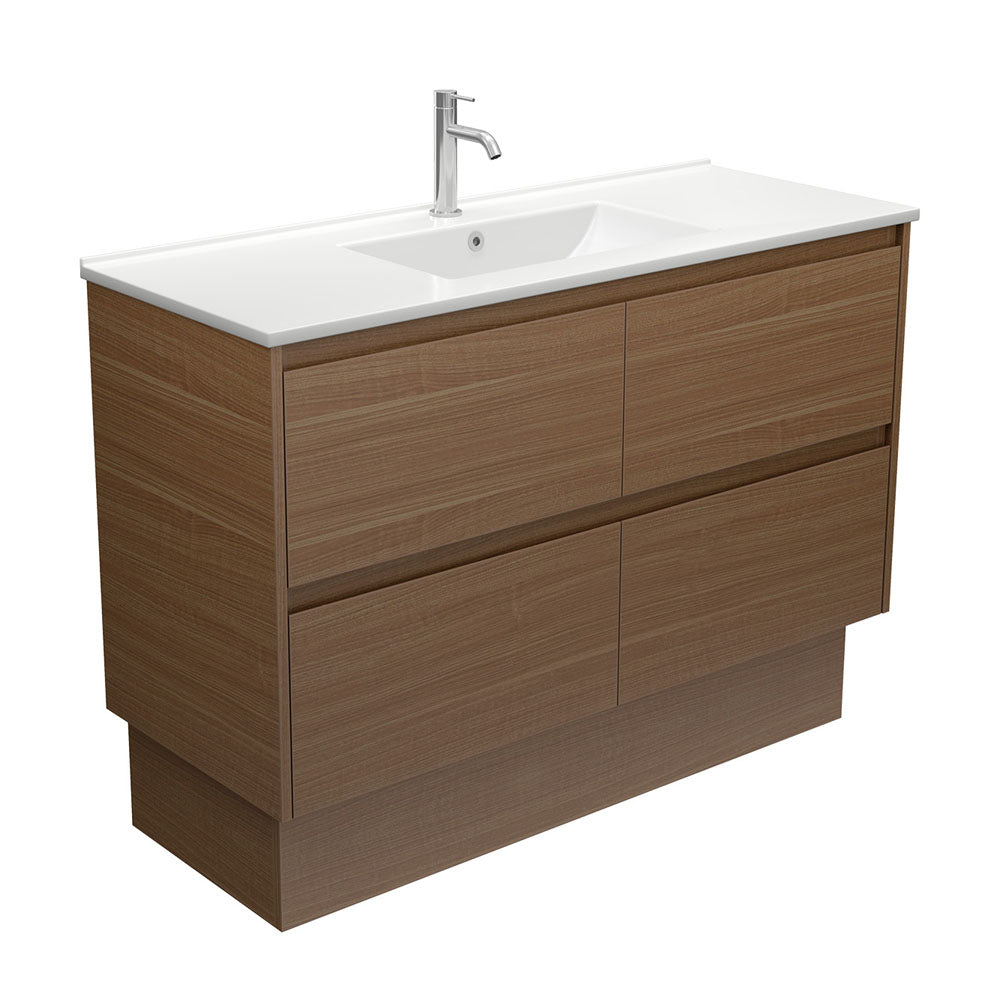 Fienza Dolce Amato 1200mm Satin White Basin - Walnut Vanity