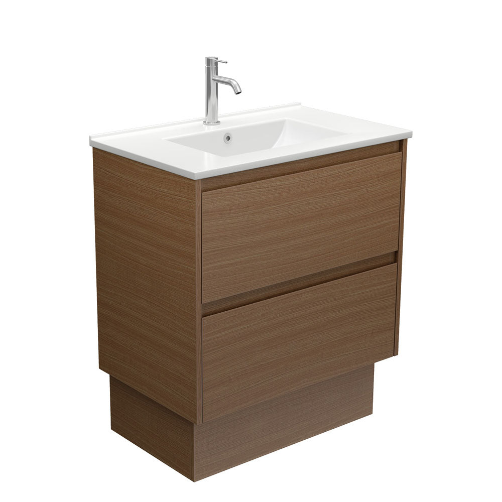 Fienza Dolce Amato 750mm Satin White Basin - Walnut Vanity
