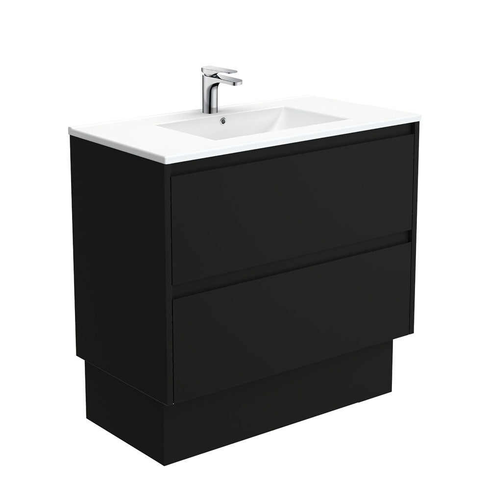 Fienza Dolce Amato 900mm Satin White Basin - Satin Black Vanity