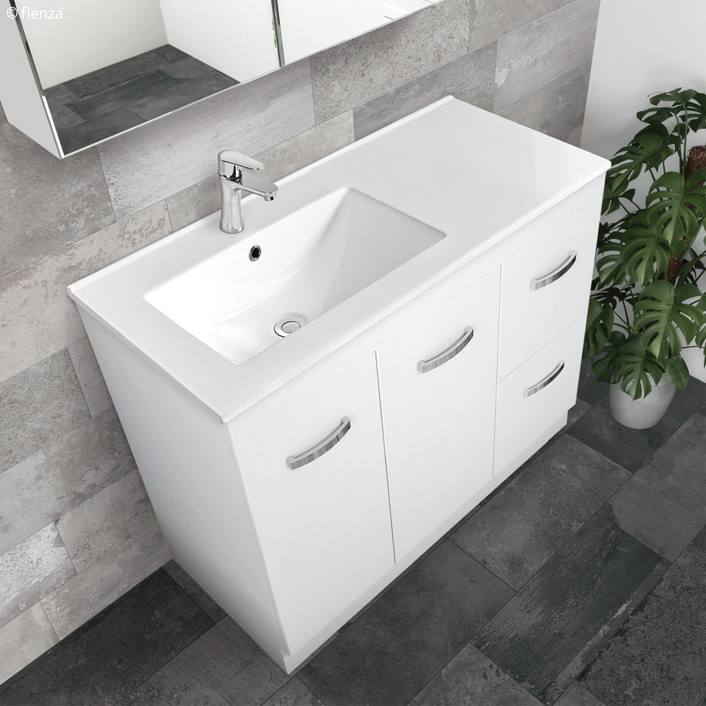 Dolce Edge Scandi Oak 900 Offset Wall-Hung Vanity, Left Basin