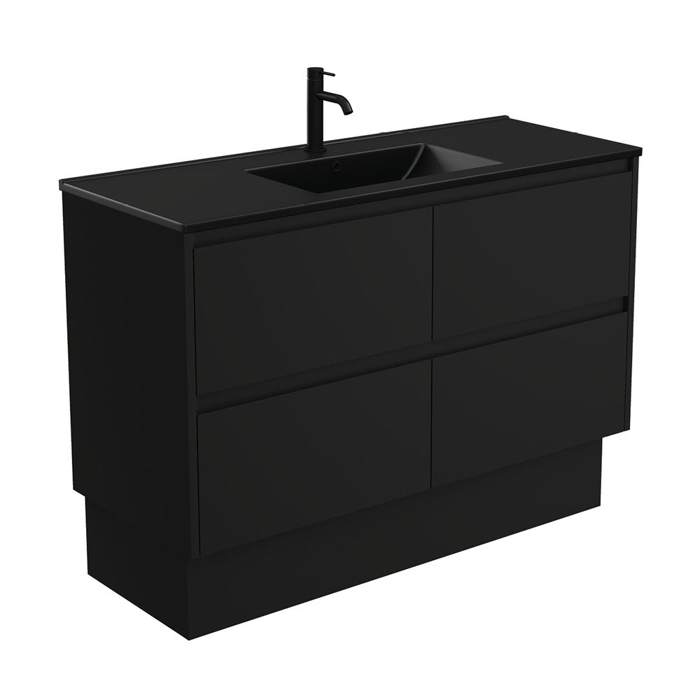 Fienza Dolce Amato 1200mm Matte Black Basin - Satin Black Vanity