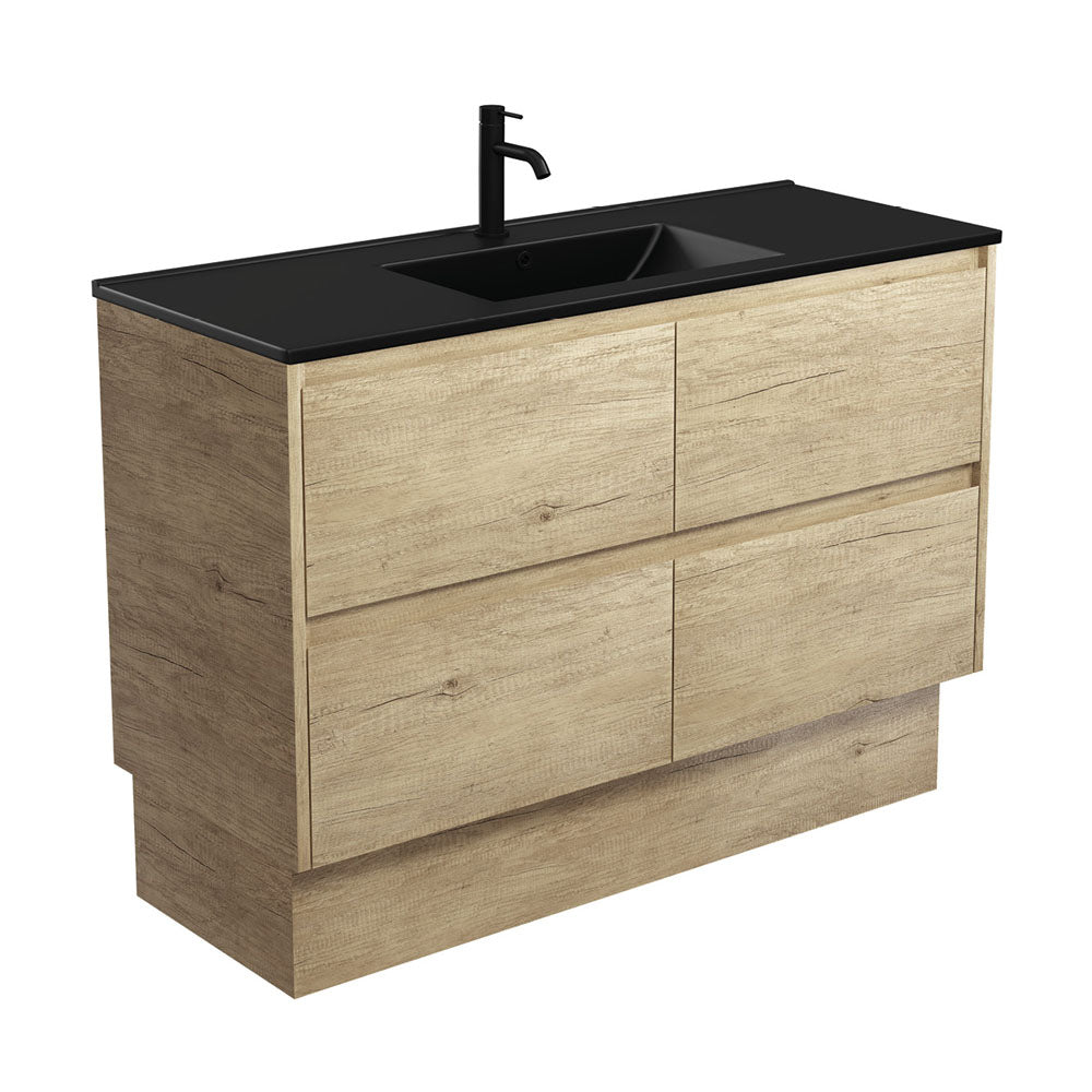 Fienza Dolce Amato 1200mm Matte Black Basin - Scandi Oak Vanity