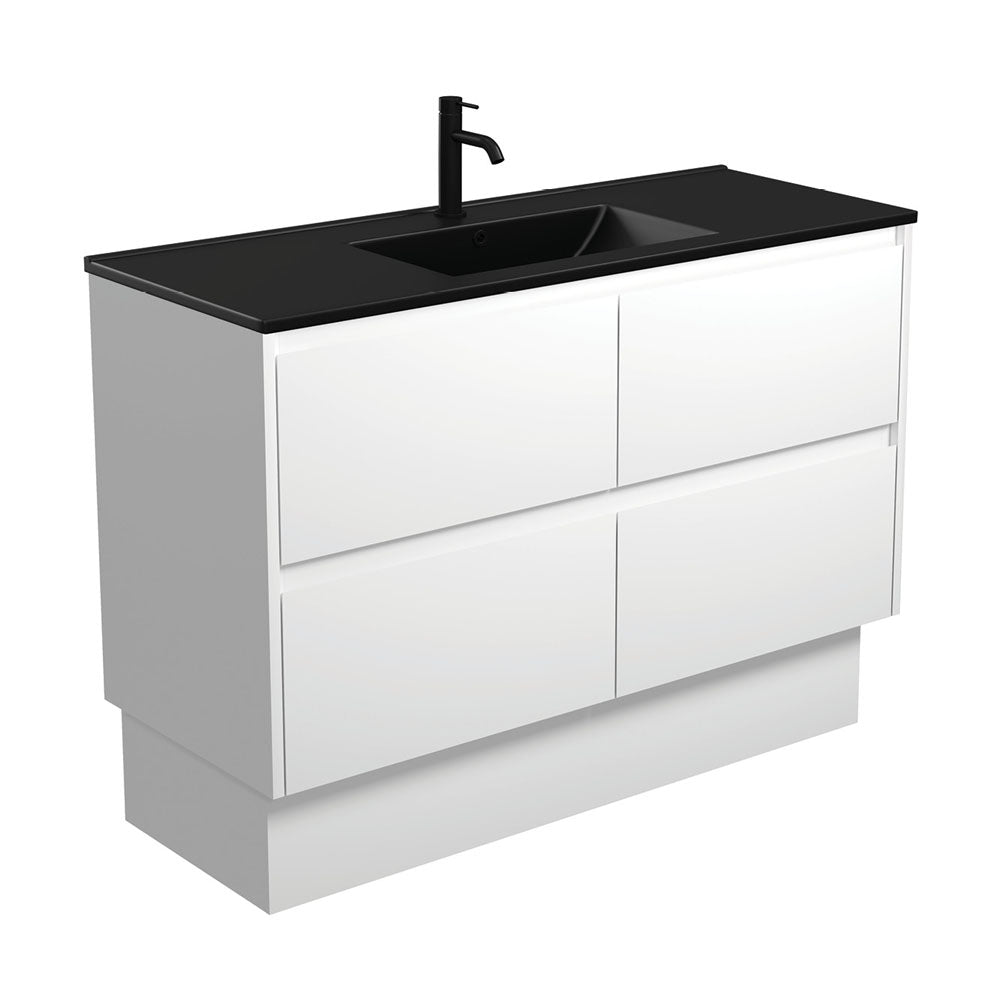Fienza Dolce Amato 1200mm Matte Black Basin - Satin White Vanity