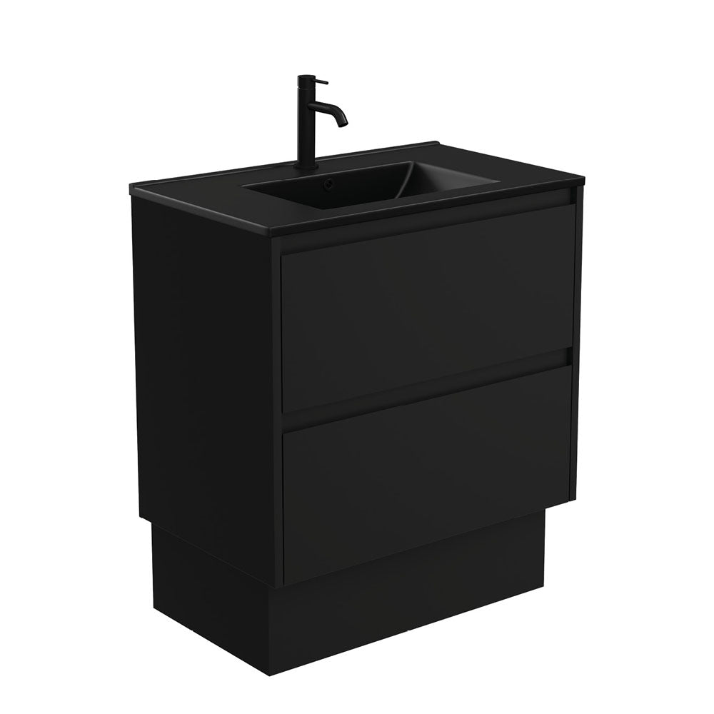 Fienza Dolce Amato 750mm Matte Black Basin - Satin Black Vanity