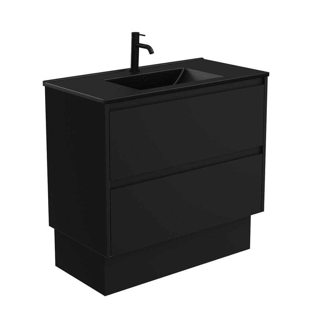 Fienza Dolce Amato 900mm Matte Black Basin - Satin Black Vanity