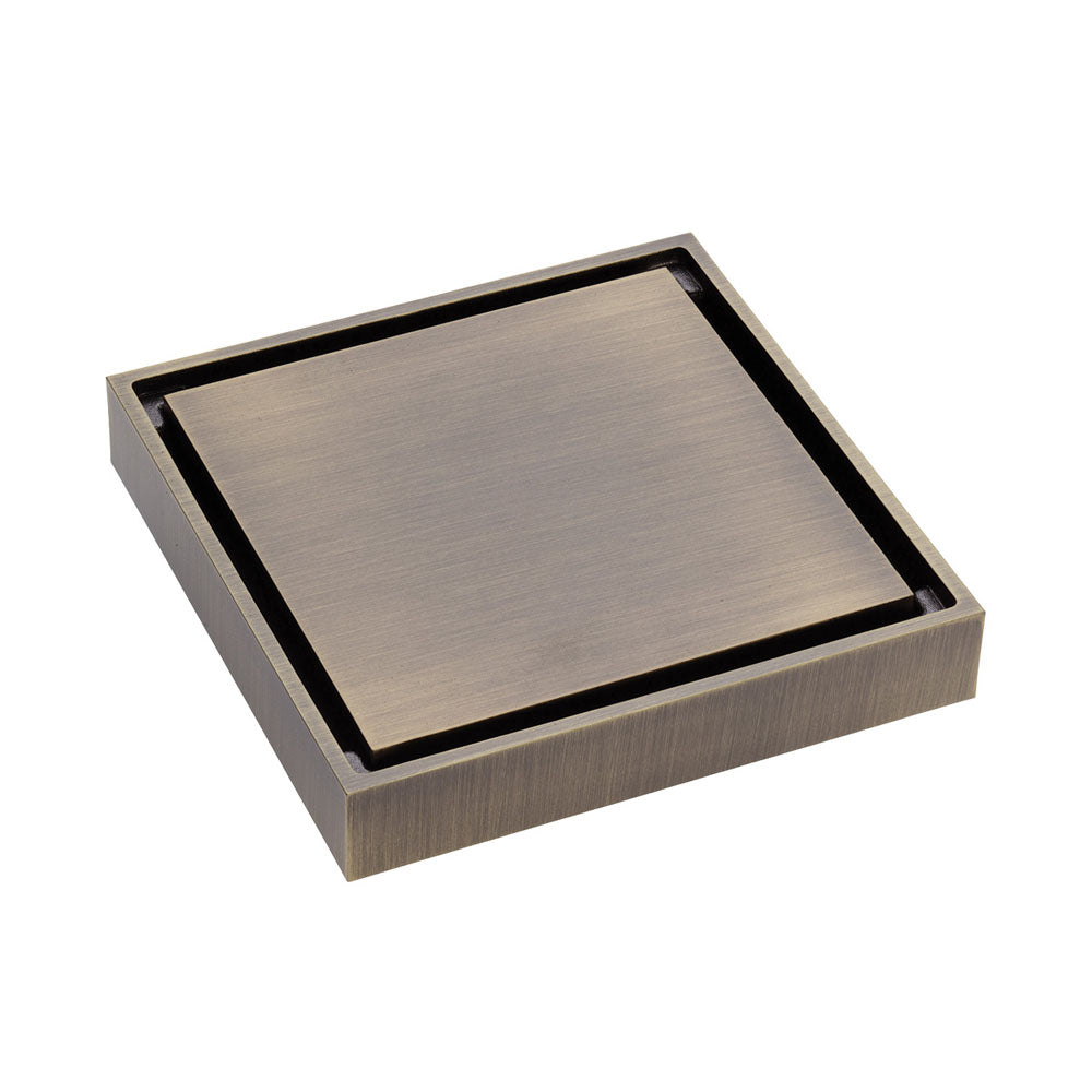 Fienza Square Tile 2-in-1 Floor Waste, 88mm Outlet - Antique Brass