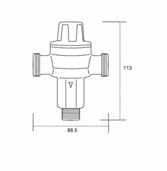 NEFA Tempering Valve 15mm Male W/Comp Nuts - Lead free