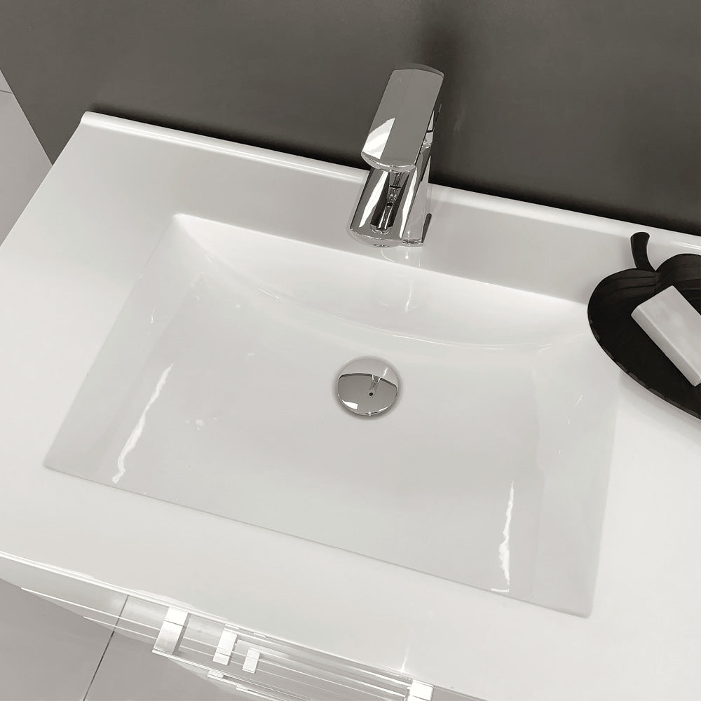 Vanessa Fingerpull Gloss White 1200 Vanity On Kickboard