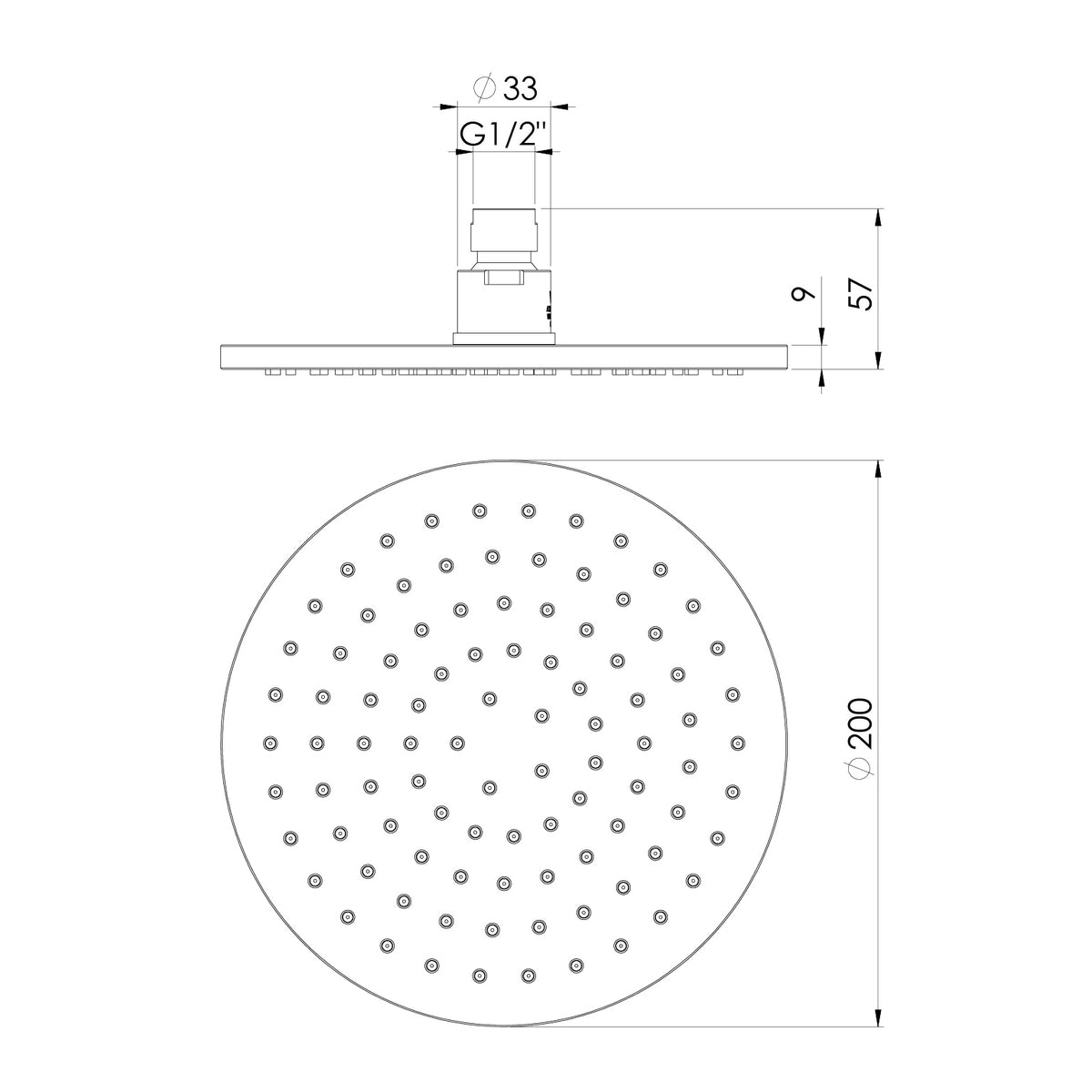 Phoenix Vivid Shower Rose 200mm Round