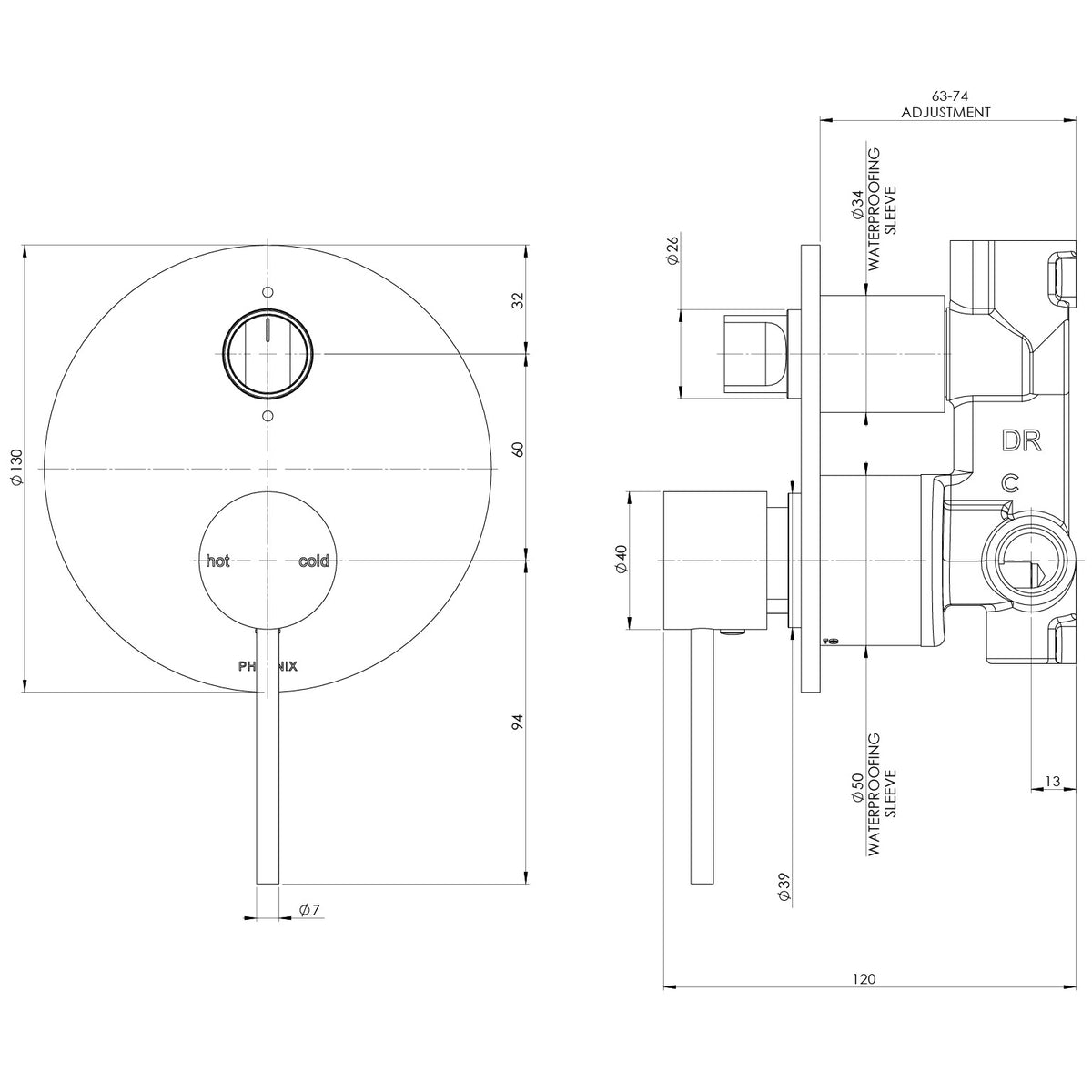 Phoenix Vivid Slimline SwitchMix Shower / Bath Diverter Mixer (Fit-Off Kit Only) – Lead Free