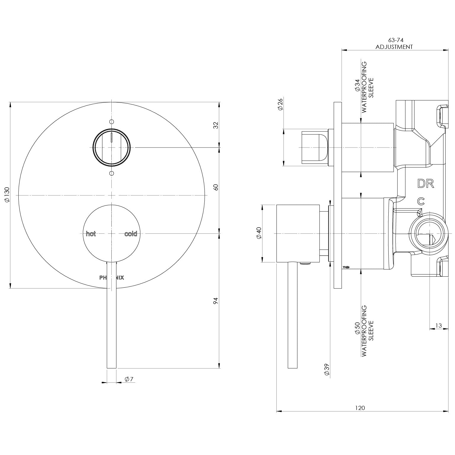Phoenix Vivid Slimline SwitchMix Shower / Bath Diverter Mixer (Fit-Off Kit Only) – Lead Free