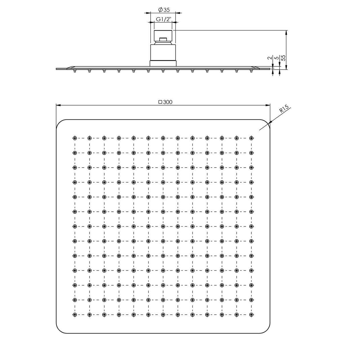 Phoenix Vivid Slimline Shower Rose 300mm Square