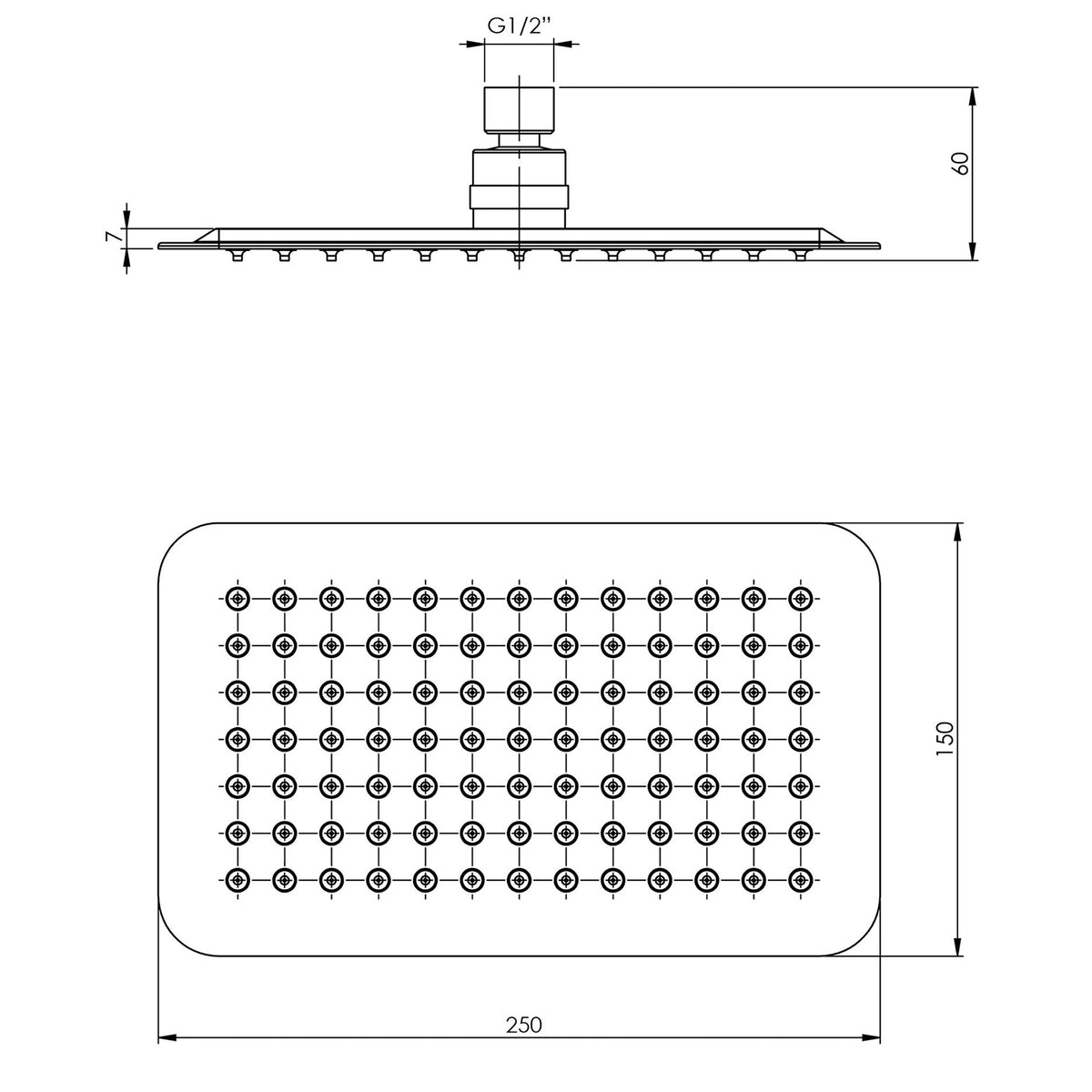Phoenix Vivid Slimline Shower Rose 250x150mm Rectangle