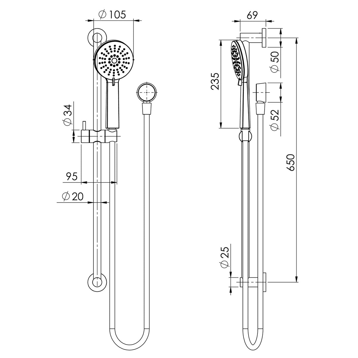 Phoenix Vivid Slimline Rail Shower