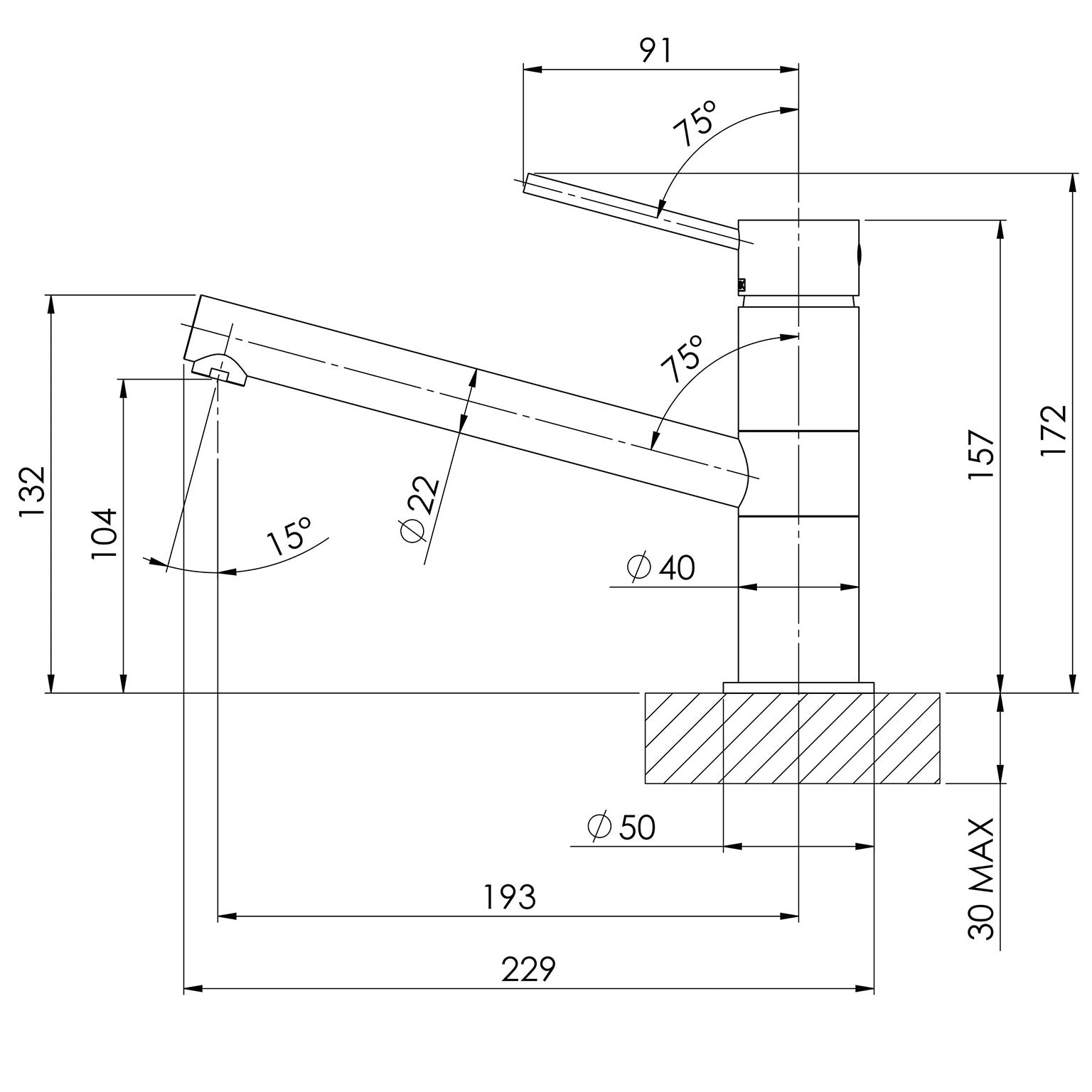 Phoenix Vivid Slimline Sink Mixer – Lead Free