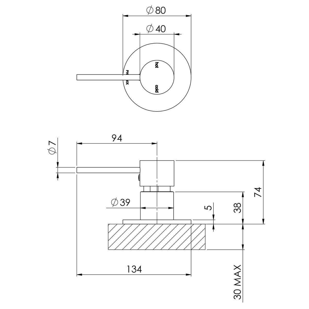 Phoenix Vivid Slimline Hob Mixer