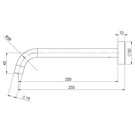 Phoenix Vivid Slimline Wall Bath Outlet 230mm Curved – Lead Free