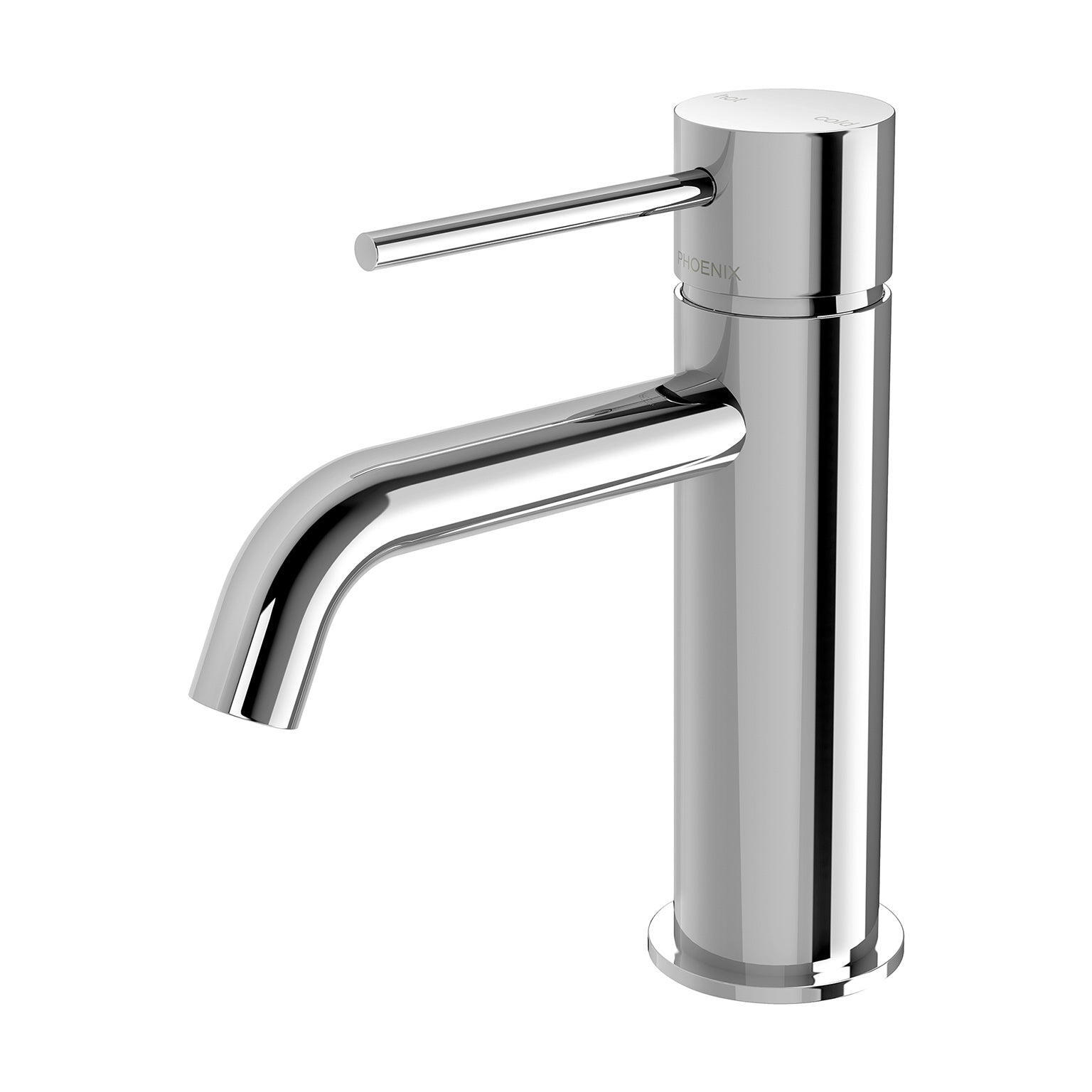 Phoenix Vivid Slimline Basin Mixer Curved Outlet – Lead Free