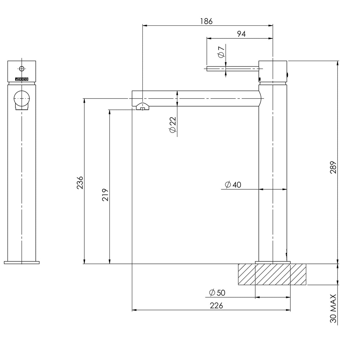 Phoenix Vivid Slimline Vessel Mixer – Lead Free