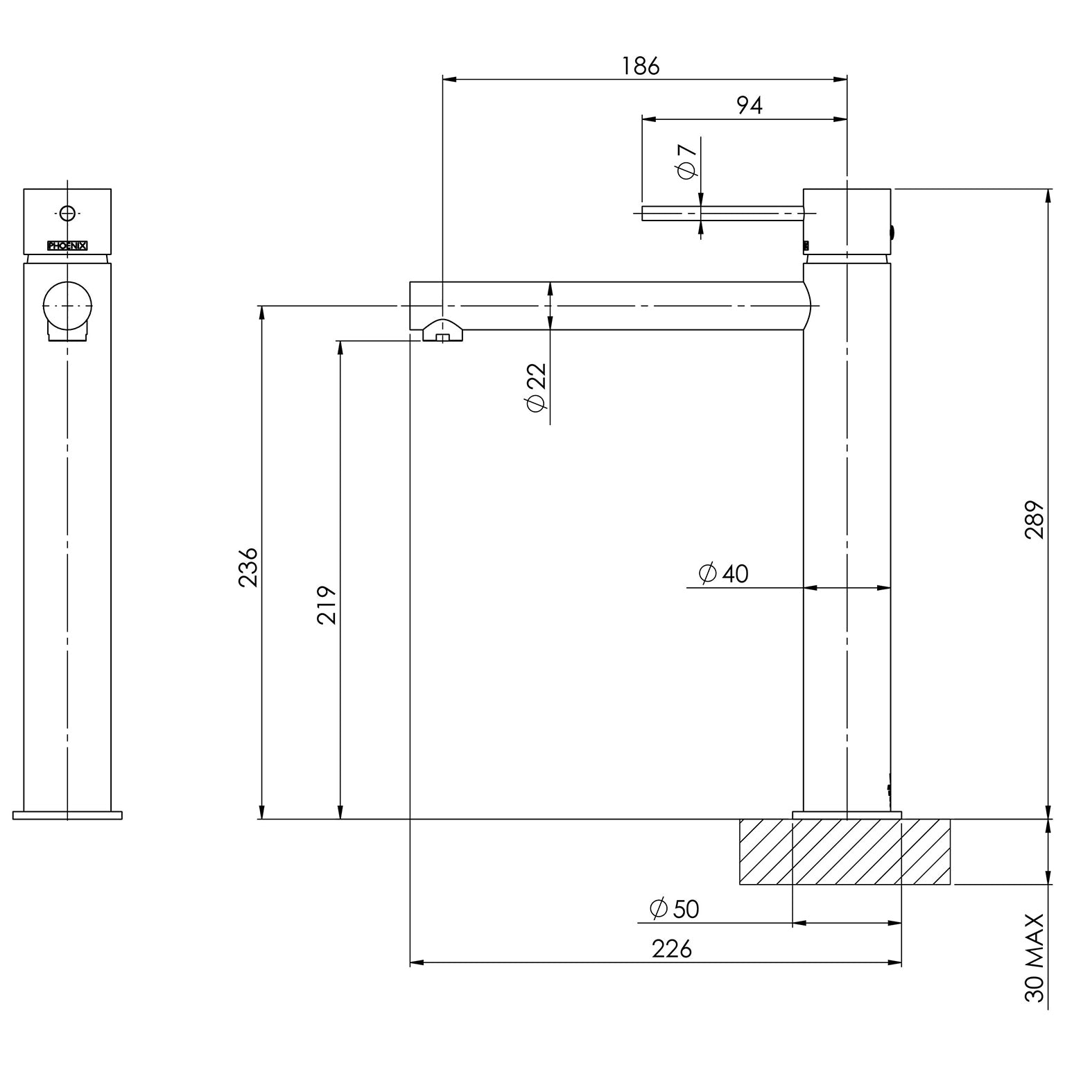 Phoenix Vivid Slimline Vessel Mixer – Lead Free